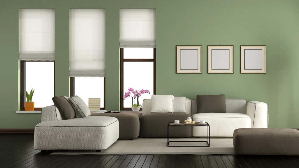 kombinasi warna cat ruang tamu minimalis hangat dan stylish