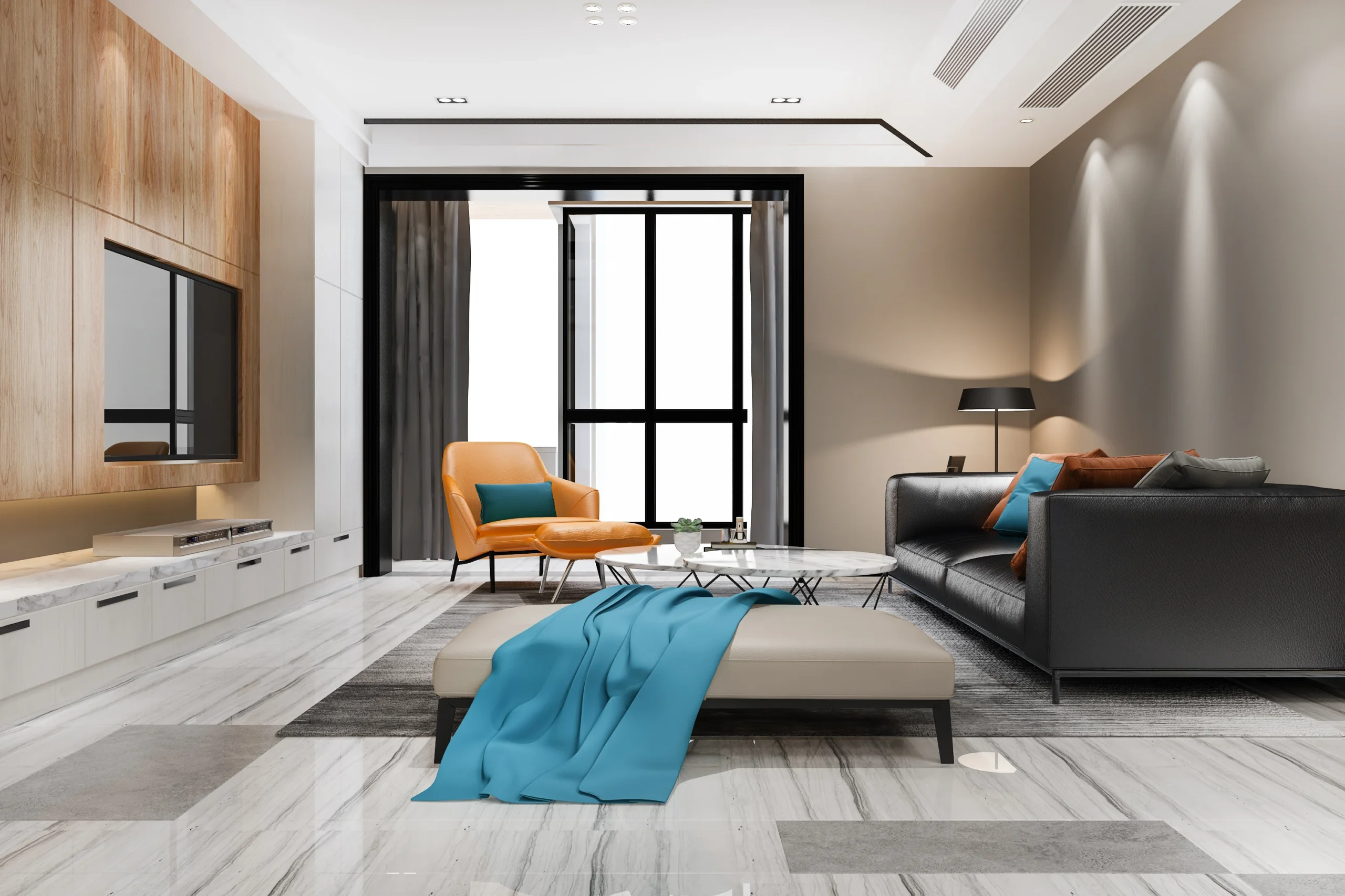 kombinasi warna cat ruang tamu minimalis hangat dan stylish